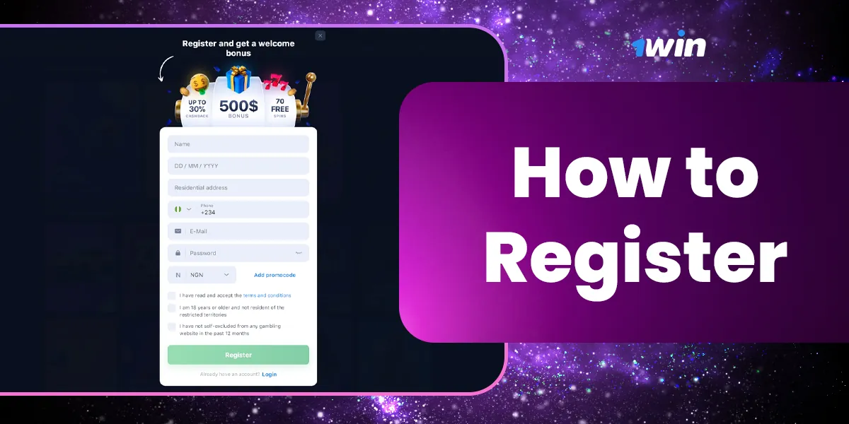 Step-by-step instructions for registering an account at 1Win 2024