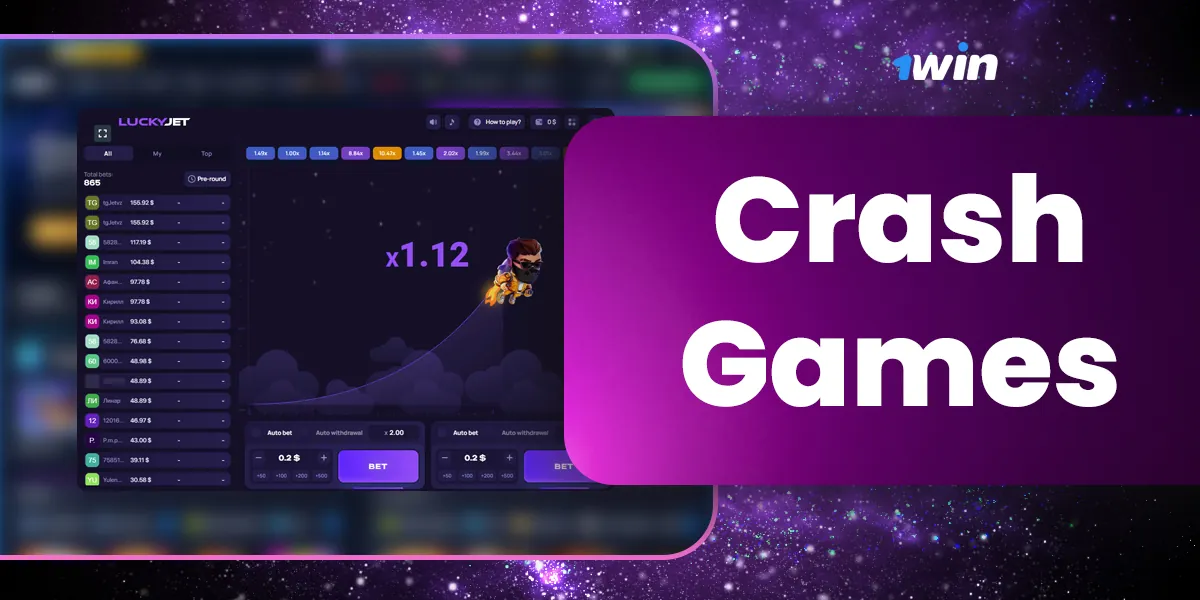 List of popular crash games available to users from Nigeria at 1 Win